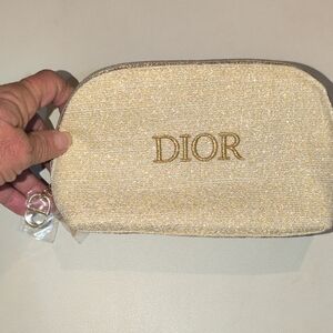 Dior Gold Cosmetic Bag with Zipper Pulls New Without Tags